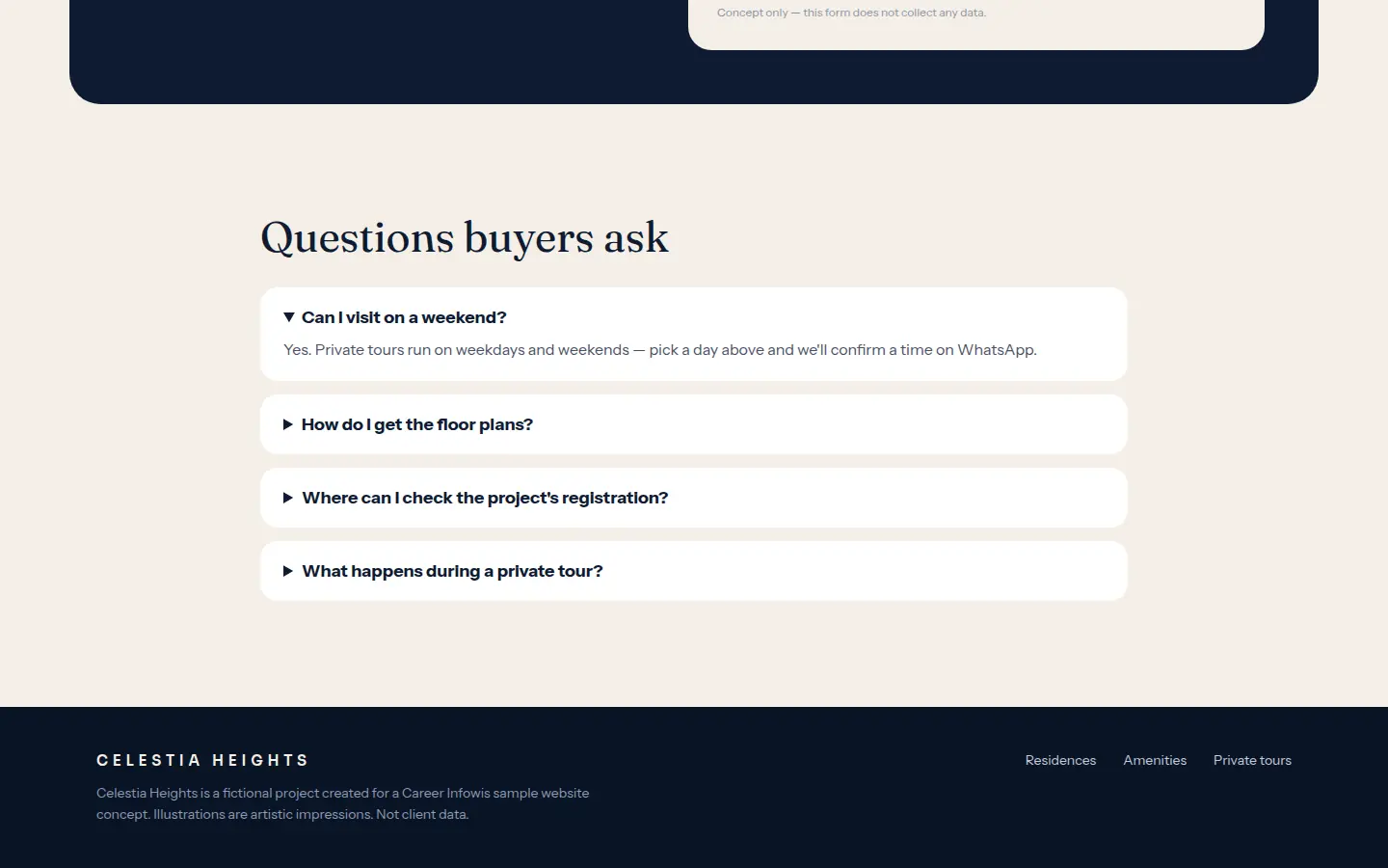 Buyer FAQ with expandable questions and the site footer.